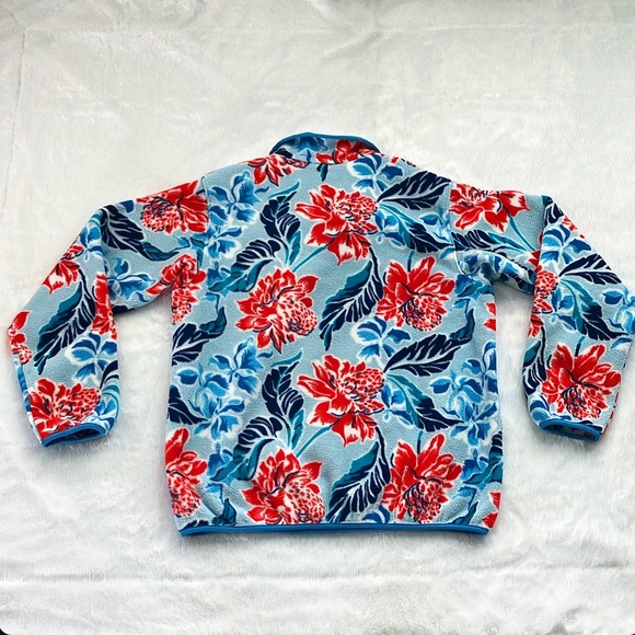 Like New Patagonia Synchilla Snap T Floral Monoa Dust Blue Fleece Pullover - Picture 5 of 6